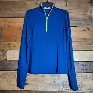Brooks Tops‎ | Brooks Quarter Zip Long Sleeve Women's S Teal | Color: Blue/Green
